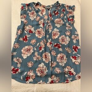 Daniel Rainn Floral Blouse - Blue and Red